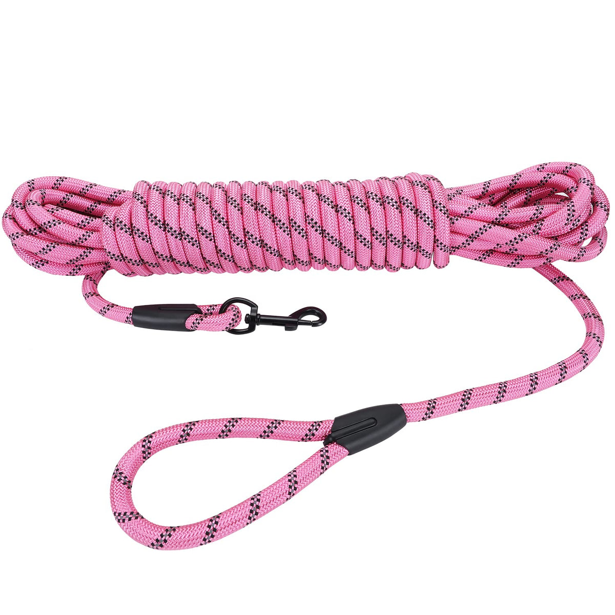 Hi Kiss Dog/Puppy Obedience Recall Training Agility Lead - 15ft 20ft 30ft 50ft 100ft Leash Great for Training, Play, Camping, or Backyard Black