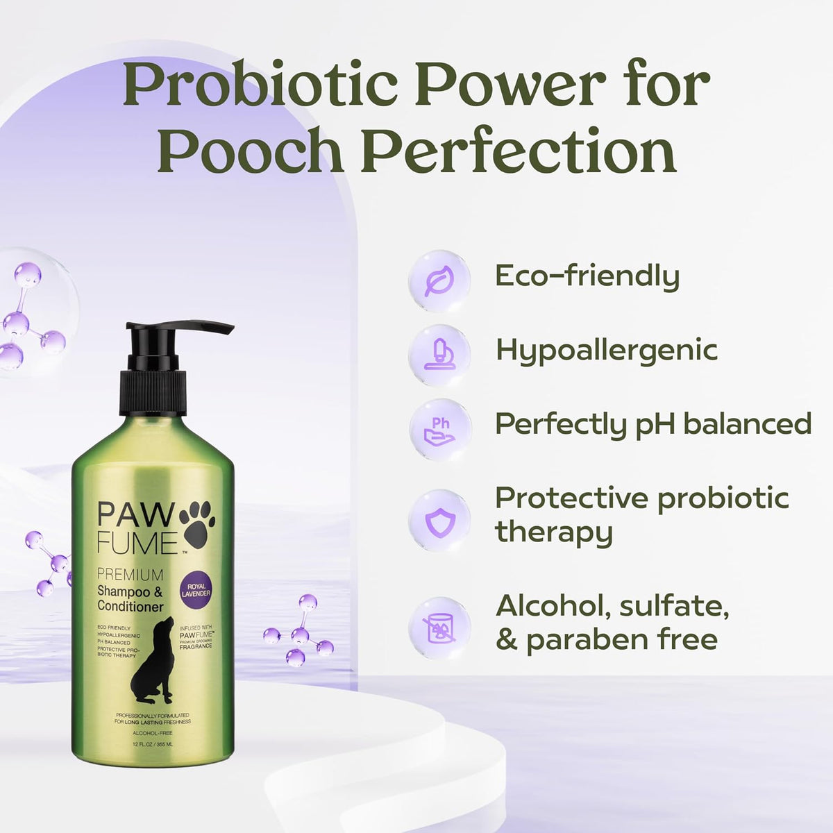 PAWFUME Dog Shedding Shampoo and Conditioner, Royal Lavender, 1-Pack