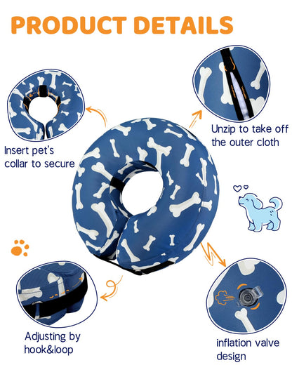 Supet Inflatable Dog Cone Collar for Small Dogs Puppies Cats, Soft Dog Cone Alternative After Surgery for Puppies Cats to Stop Licking