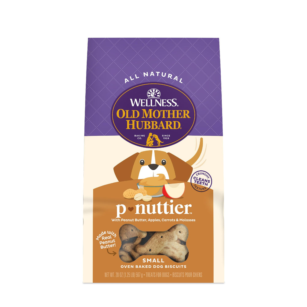 Old Mother Hubbard Wellness P-Nuttier Dog Biscuits, Natural, Training Treats, Peanut Butter Flavor, Mini Size, (20 Ounce Bag)