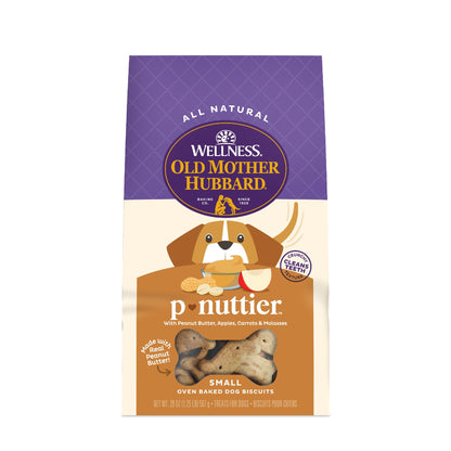 Old Mother Hubbard Wellness P-Nuttier Dog Biscuits, Natural, Training Treats, Peanut Butter Flavor, Mini Size, (20 Ounce Bag)