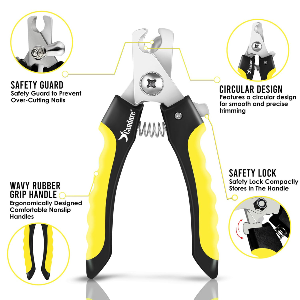 Candure Cat Nail Clippers for Indoor Cats, Rabbits, Hamsters, Birds with Precise Angled Edges to Ensure Easy & Safe Trimming Stainless Steel Cat Nail Trimmer for At-Home Cat Grooming