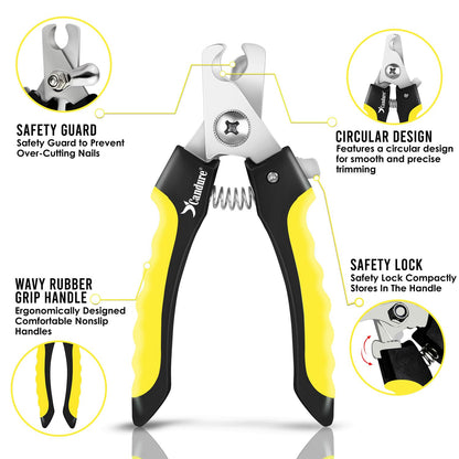 Candure Cat Nail Clippers for Indoor Cats, Rabbits, Hamsters, Birds with Precise Angled Edges to Ensure Easy & Safe Trimming Stainless Steel Cat Nail Trimmer for At-Home Cat Grooming