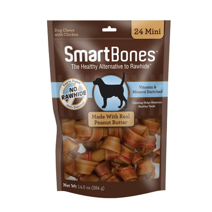 SmartBones Mini Bones Rawhide-Free Dog Treat, with Real Chicken, 56 Count