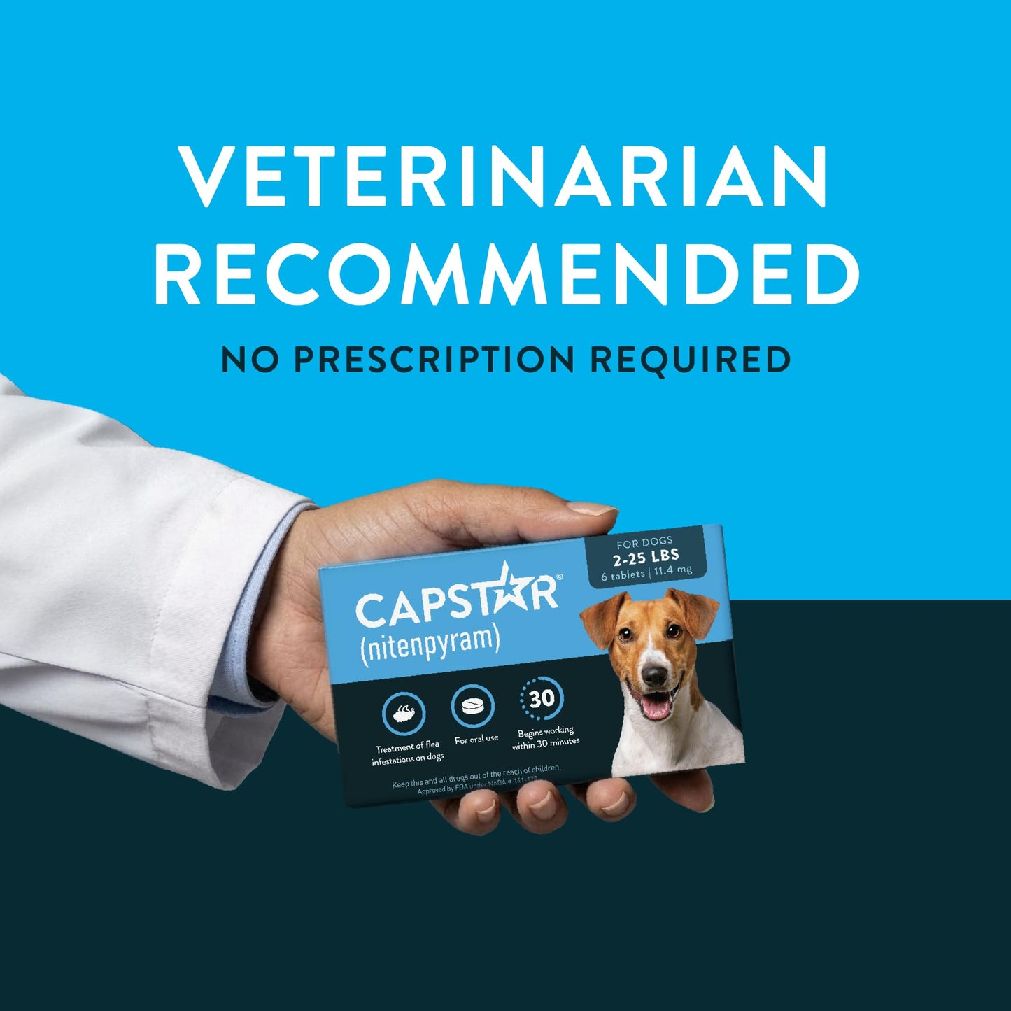 Capstar for Dogs (nitenpyram), Fast-Acting Oral Flea Treatment for Dogs Over 25+ lbs, Vet-Recommended Flea Medication Tablets Start Killing in 30 Minutes, 6 Doses