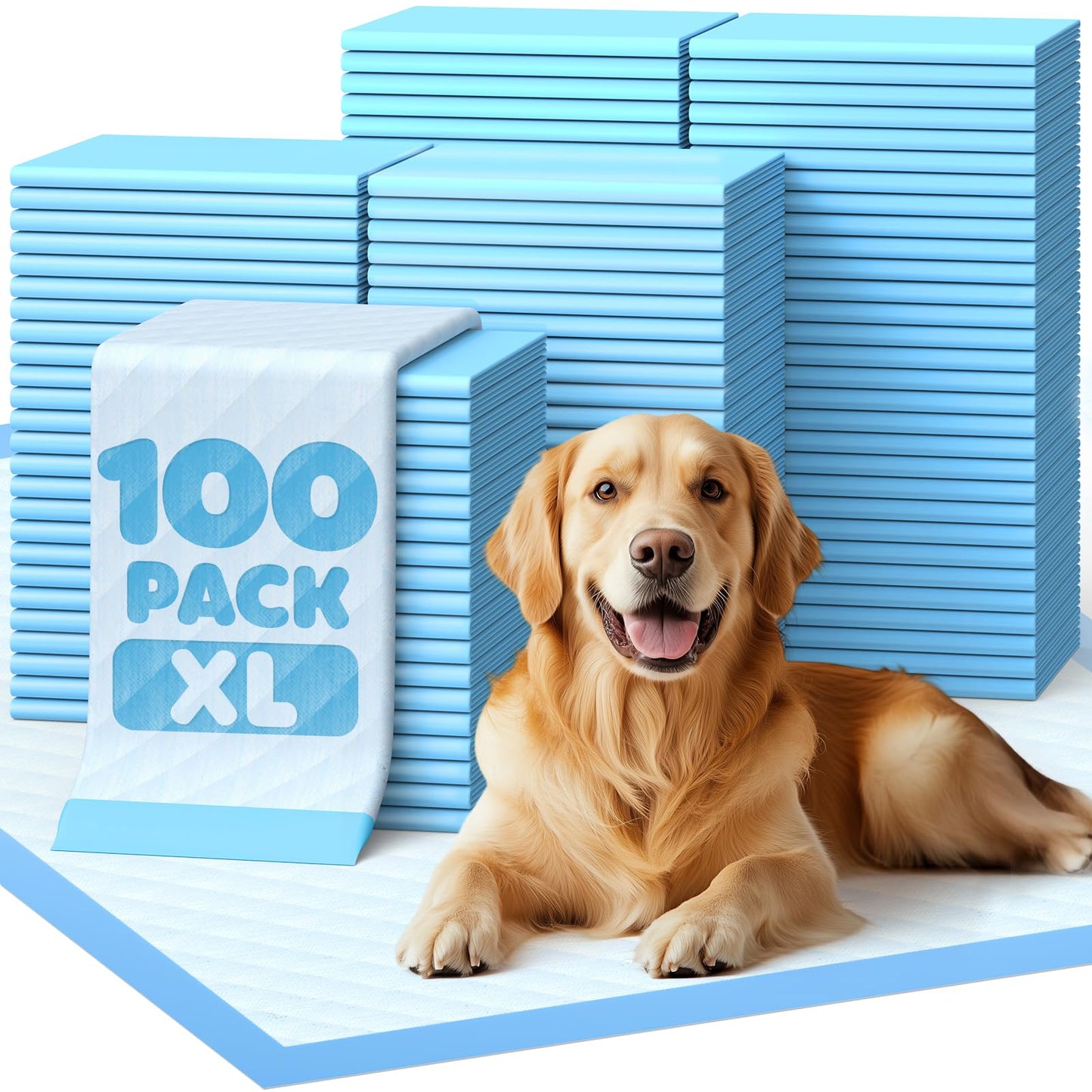 Powools Puppy Pads for Dogs, 34x28 in, 6-Layer Leakproof, 50-Pack
