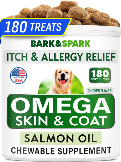 Omega 3 + Fish Oil for Dogs - Skin & Coat Support, Itch & Allergy Relief