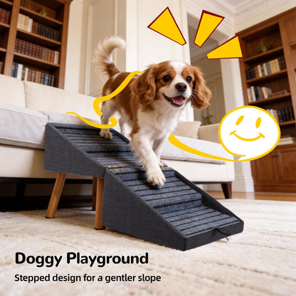 Dog Stairs for Small Dogs Faux Leather Foldable Pet Ramp and Ottoman