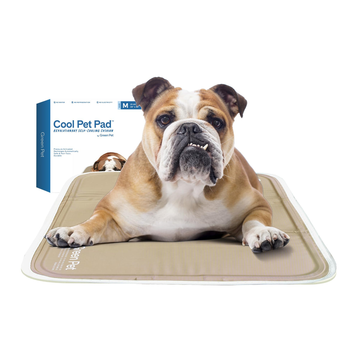 The Green Pet Shop Cool Pet Pad - Medium, Sage Grey - Self-Cooling, Pressure Activated Mat for Dogs & Cats from 21-45 lbs - Non-Toxic Gel, No Water Needed