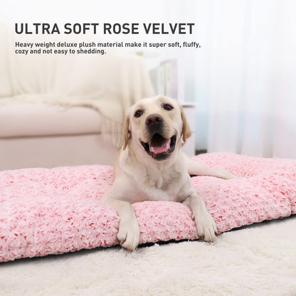 KSIIA Washable Dog Bed Medium Size Dog Crate Bed Plush Pet Mat 35"x23" Gray
