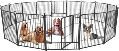 Dog Playpen,32/40/45 Inch Height in Heavy Duty, Folding Indoor Outdoor Anti-Rust Dog Exercise Fence, Portable Pet Playpen with Door for Large Medium Small Dogs and Pet (16 Panels, 32 Inch) Silver
