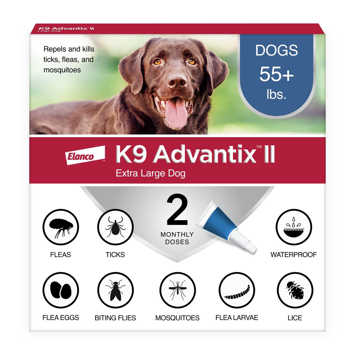 K9 Advantix II Flea & Tick Topical for Extra Large Dogs Over 55 lbs., 6ct