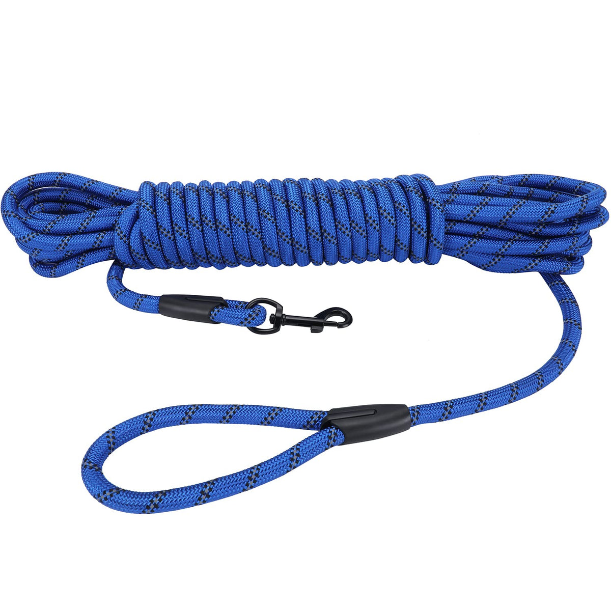 Hi Kiss Dog/Puppy Obedience Recall Training Agility Lead - 15ft 20ft 30ft 50ft 100ft Leash Great for Training, Play, Camping, or Backyard Black