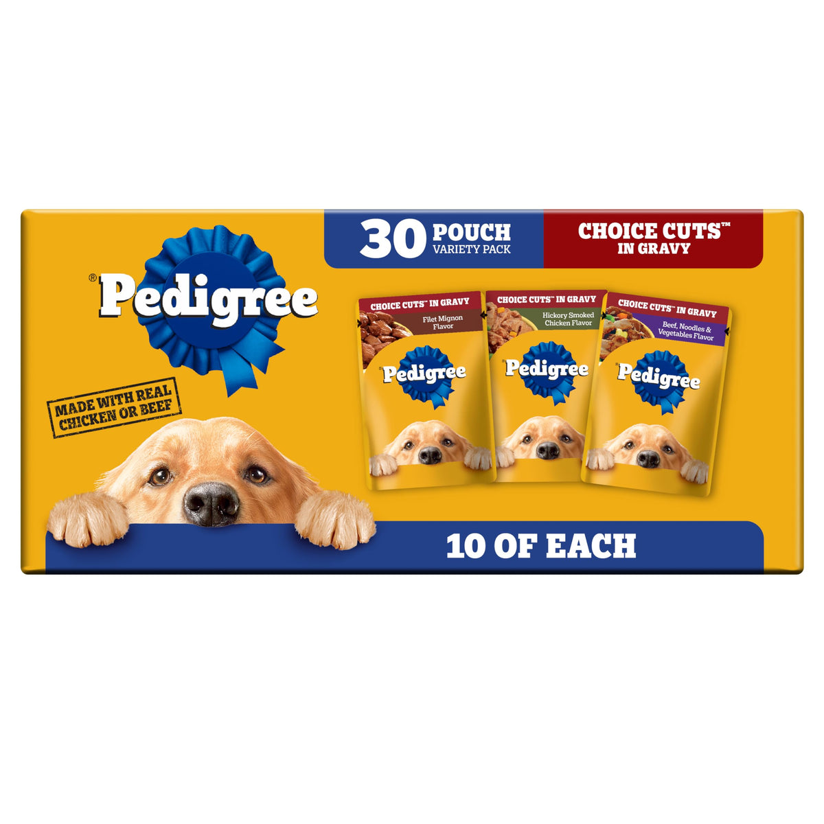 Pedigree Choice Cuts Wet Dog Food Pouch, Chicken Variety, 3.5 oz, 30 Count