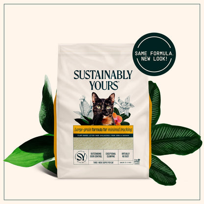 Sustainably Yours Natural Cat Litter, Small-Grain Formula, Exceptional Clumping & Odor Control, Virtually No Dust, Soft on Paws, Corn & Cassava Plant-Based, Unscented, 10 lbs