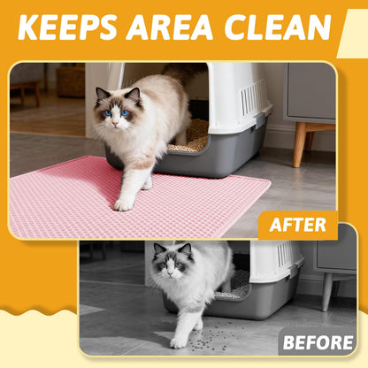 Pieviev Litter Mat, Double-Layer Waterproof Trapping Mat, 24" x 15" Black