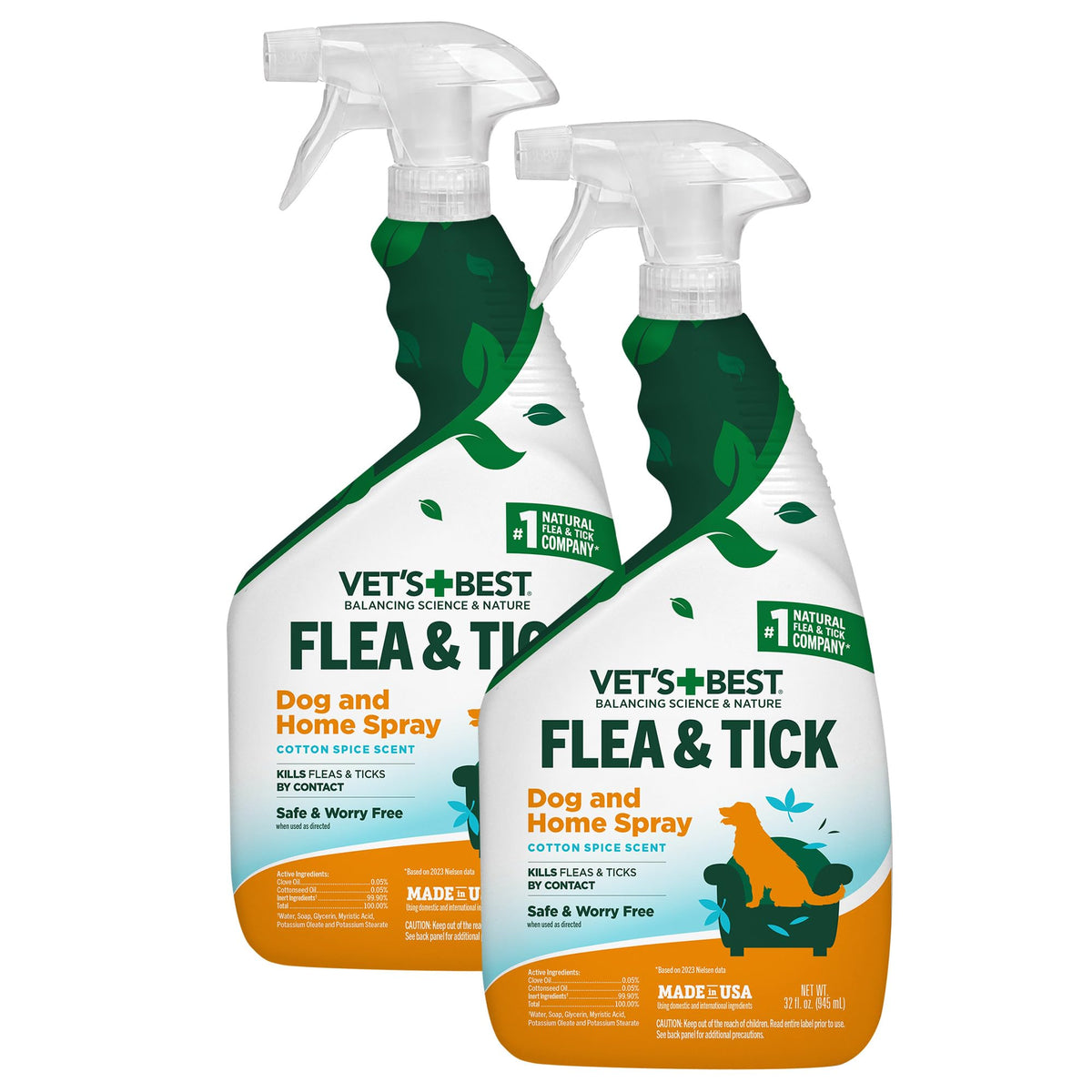 Vet's Best Flea & Tick Home Spray for Dogs, Plant-Based, 14 oz
