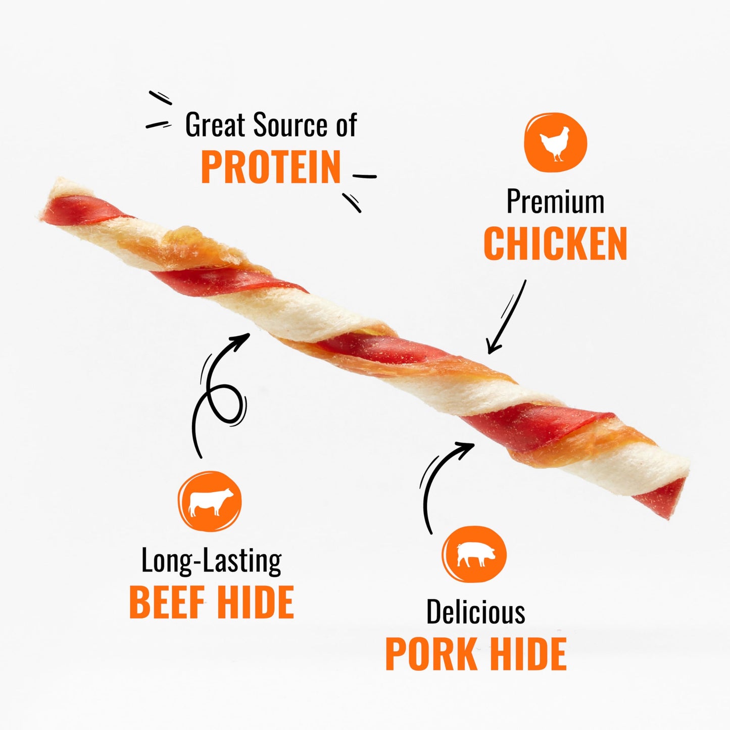 Good 'n' Fun Twists Long-Lasting Dog Treat Made With Real Protein, 22 Count