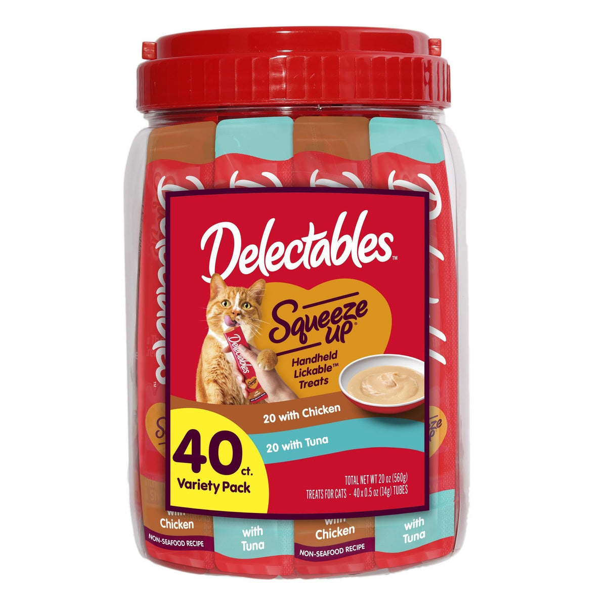 Delectables Squeeze Up Variety Pack, Creamy Squeezable Puree, Lickable Wet Cat Treats, Grain Free, No Added Fillers, No by-Products, No Added Preservatives, 0.5 Ounces Tube, 72 Tubes Total