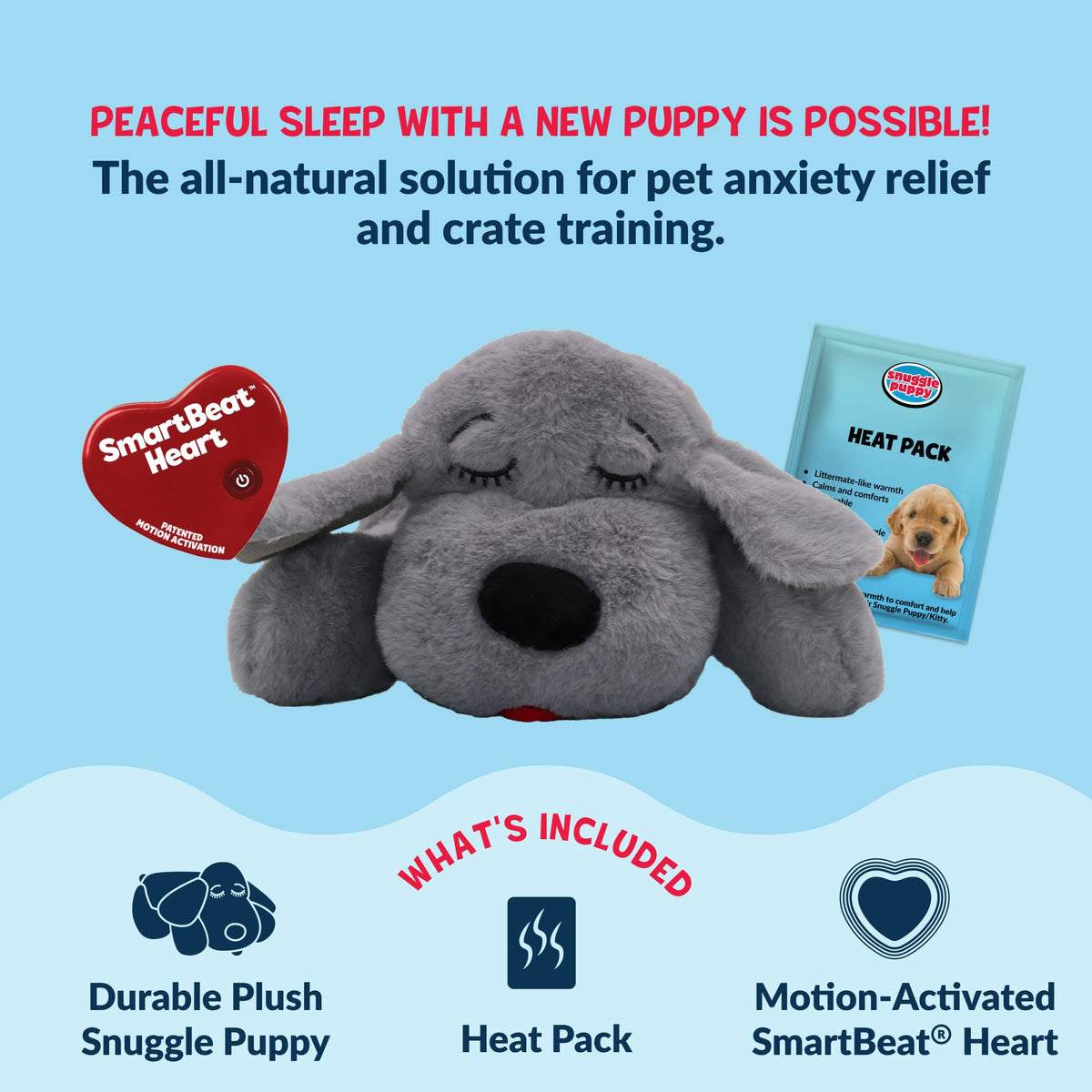 Snuggle Puppy Heartbeat Toy, Calming Comfort, Medium Breeds - Biscuit
