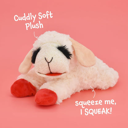 Multipet Lamb Chop Dog Plush Toy 10", Cream, 5 Squeakers