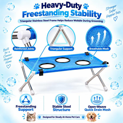 Dog Bed Foldable Grooming Hammock Stand and Bath Holder for Small Pets