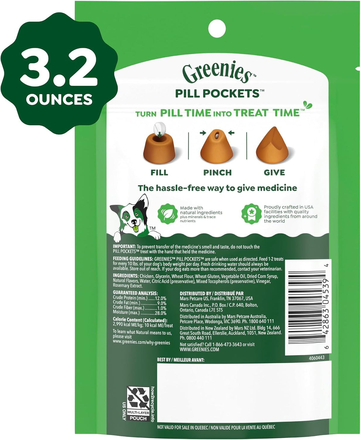 Greenies Pill Pockets Small Dog Treats, Chicken Flavor, 3.2 oz