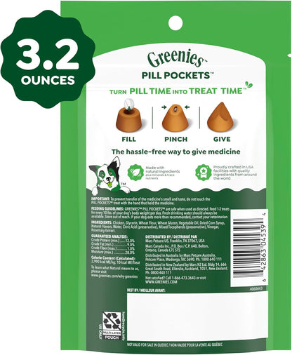 Greenies Pill Pockets Small Dog Treats, Chicken Flavor, 3.2 oz