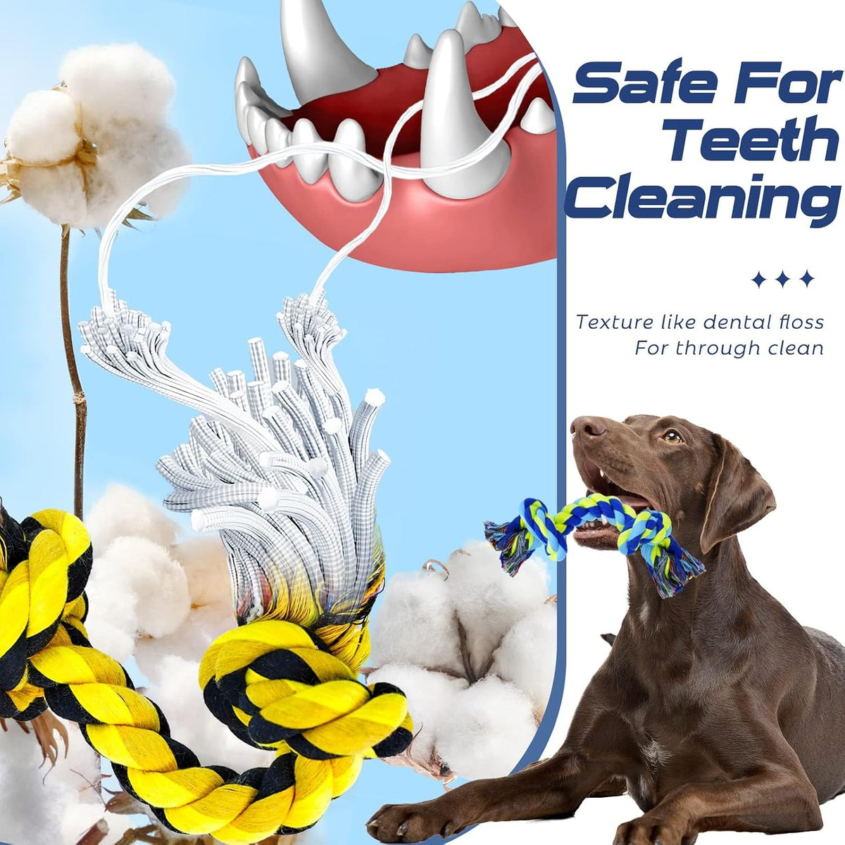 SHARLOVY Large Tough Chew Toys for Aggressive Chewers, 9 Pack Dog Rope Toys