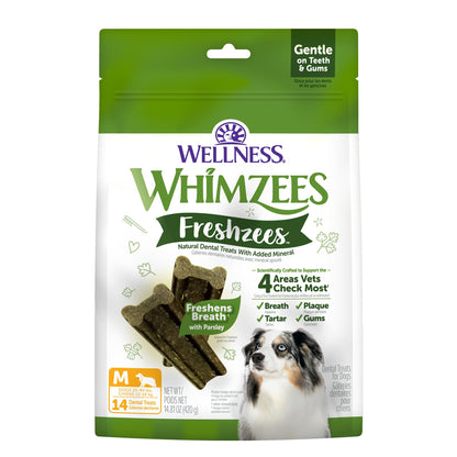 Wellness WHIMZEES Freshzees Natural Dog Dental Treat, Soft Chews, Freshens Breath, Extra-Small Size, 14.81 oz Bag, 56 Count