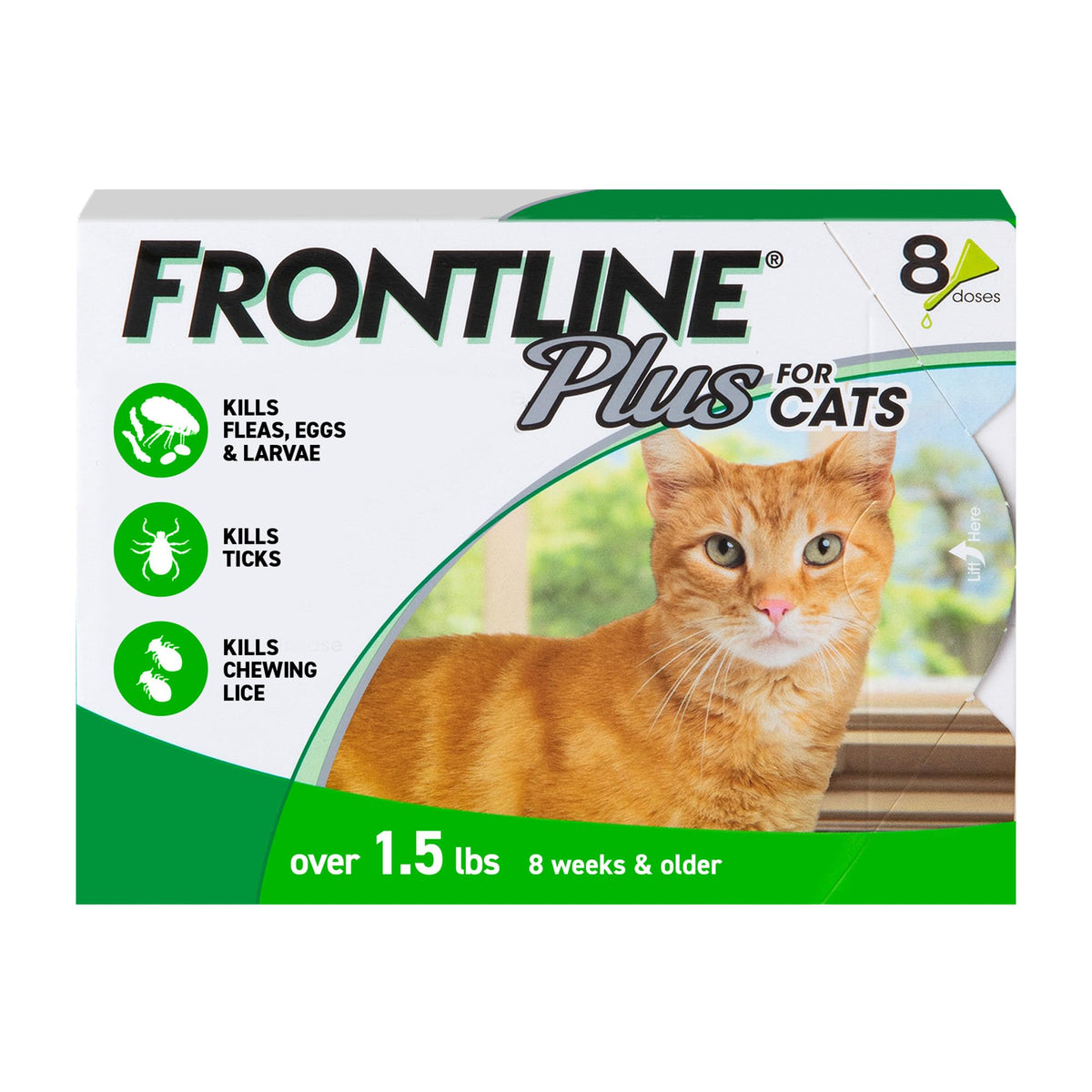 FRONTLINE Plus Flea & Tick Spot Treatment for Cat & Kitten (Green) Count of 3