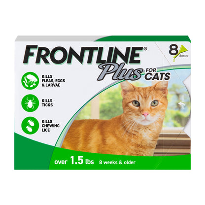 FRONTLINE Plus Flea & Tick Spot Treatment for Cat & Kitten (Green) Count of 3