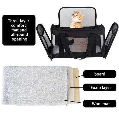 Cat Dog Carriers Soft-Sided Pet Carrier Large Cats for Medium Big Cat Small Dog Puppy up to 16lbs TSA Airline Approved Animal Collapsible Cat Carrier Carriers Travel Carrier Cat Bag (17x11x11)
