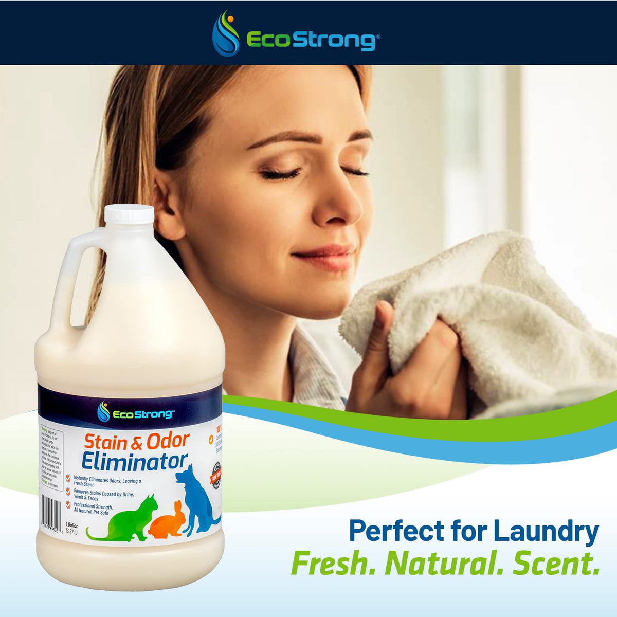 Eco Strong Pet Stain and Odor Remover - Pet Odor Eliminator, Urine Destroyer for Dogs, Pet Urine Enzyme Cleaner | Santel Woods - 128 oz