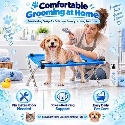 Dog Bed Foldable Grooming Hammock Stand and Bath Holder for Small Pets