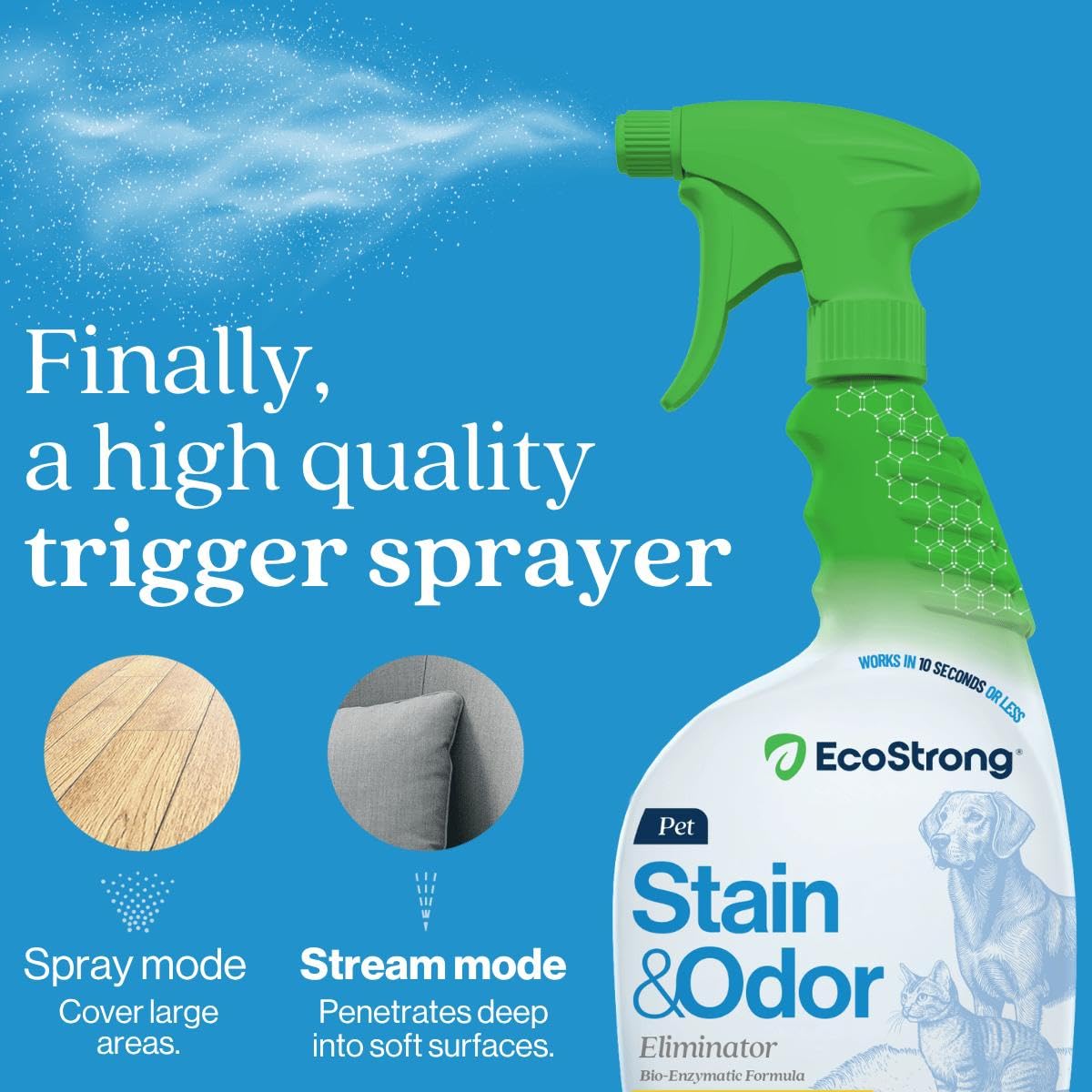 Eco Strong Pet Stain and Odor Remover - Pet Odor Eliminator, Urine Destroyer for Dogs, Pet Urine Enzyme Cleaner | Santel Woods - 128 oz
