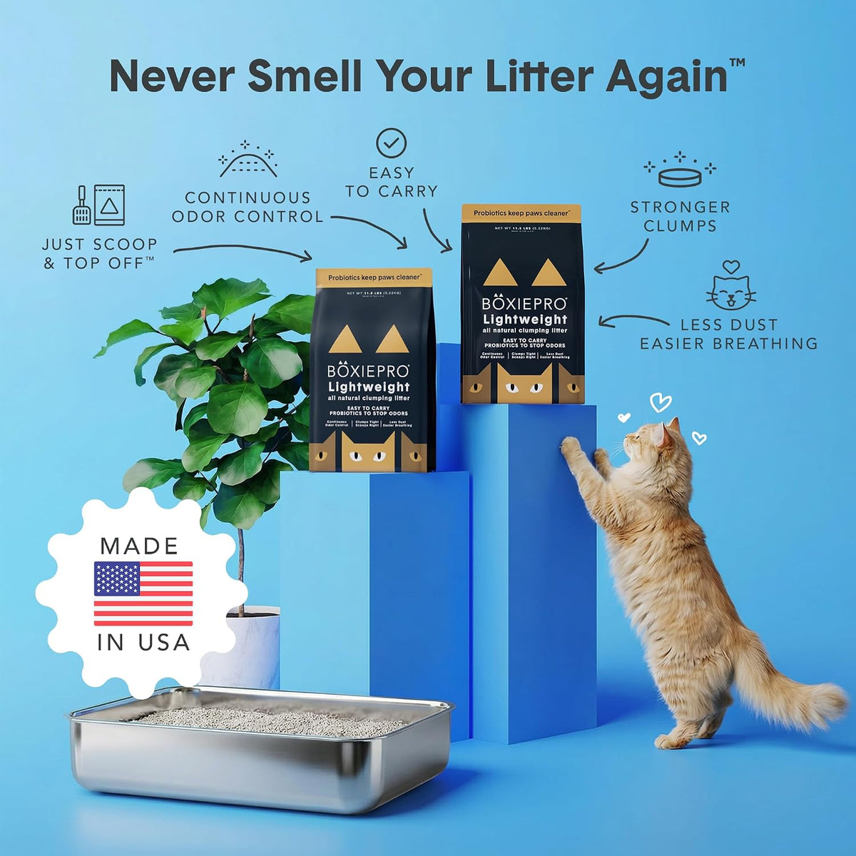 Boxie Probiotic Natural Lightweight Cat Litter 40+ Day Odor Control 11.5 lb
