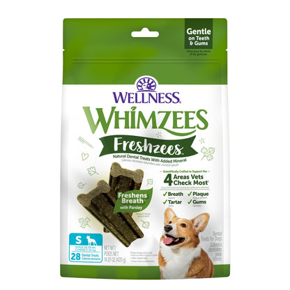 Wellness WHIMZEES Freshzees Natural Dog Dental Treat, Soft Chews, Freshens Breath, Extra-Small Size, 14.81 oz Bag, 56 Count