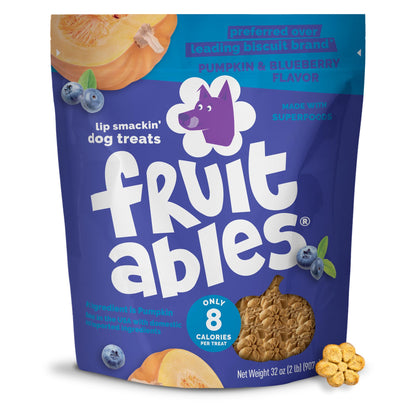 Fruitables Baked Dog Treats, Low Calorie Treats, Pumpkin & Blueberry, 12oz