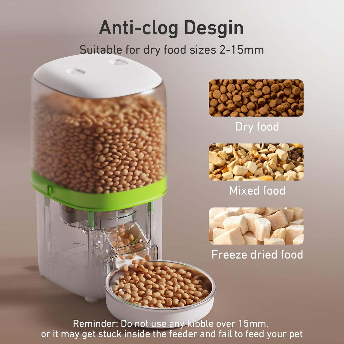 Automatic Cat Feeder, 3L Cat Food Dispenser with Anti-Jam Design, Over 180-day Battery Life, 1-6 Meals Per Day with Stainless Steel Cat Bowl, Keep Dry Food Fresh, Timed Pet Feeder Also for Small Dog