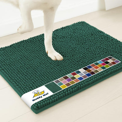 Muddy Mat® | Super Water Absorbent Door Mat Indoor, Microfiber Quick Dry Chenille Entryway Rug, Slip Resistant Front Door Mat, Indoor Mats for Entryway, Machine Washable Pet Rug, Black 2ft x 4ft