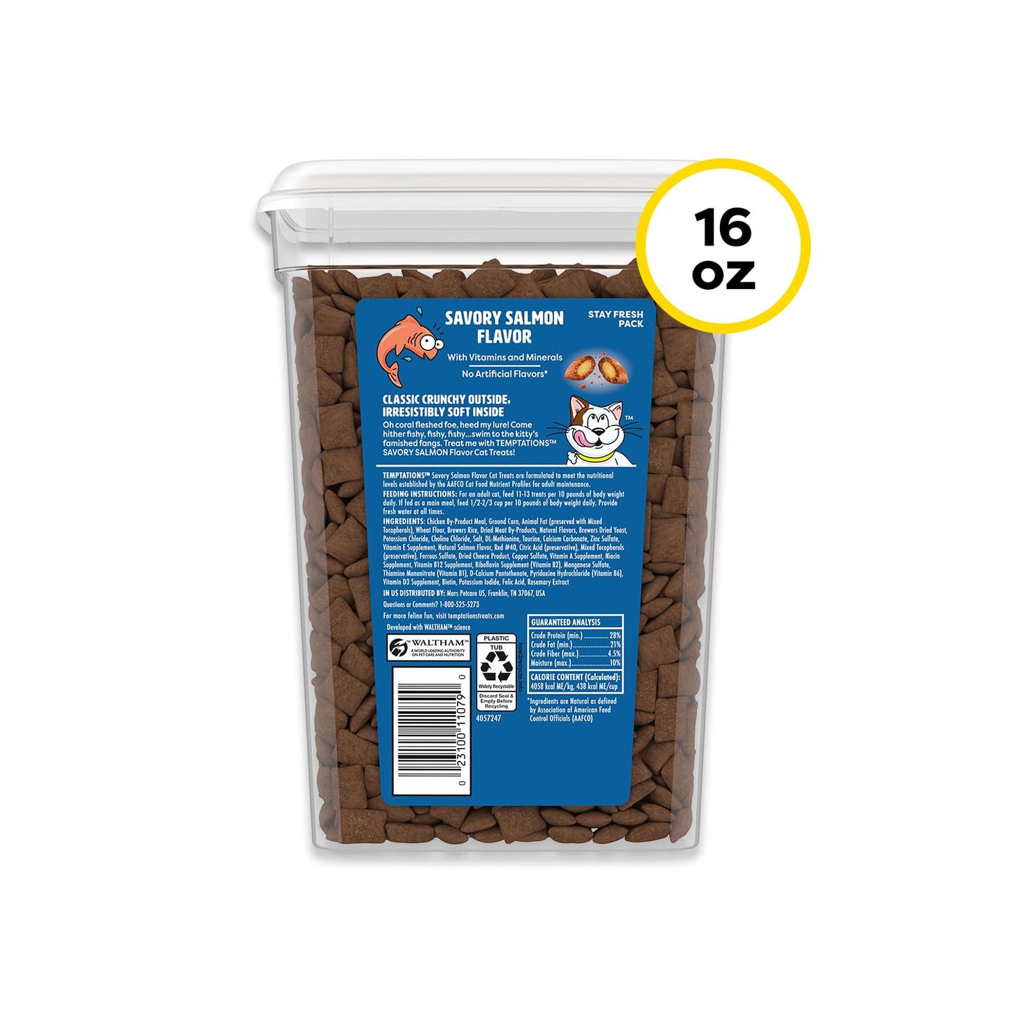 Temptations Classic Crunchy and Soft Cat Treats, Savory Salmon, 30 oz