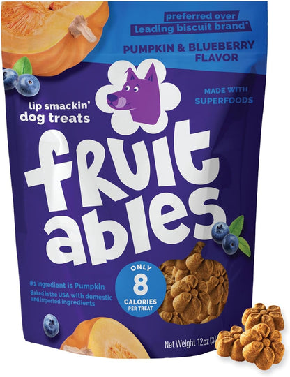 Fruitables Baked Dog Treats, Low Calorie Treats, Pumpkin & Blueberry, 12oz