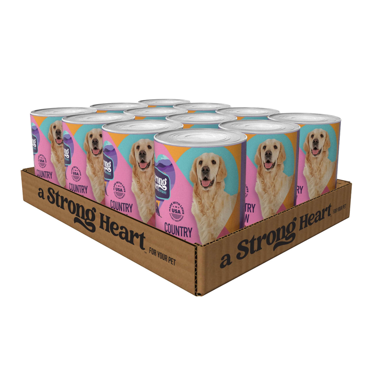 A Strong Heart Chopped Dog Food, Real Beef Dinner, 13.2oz Cans, 12pk