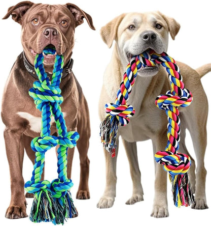 SHARLOVY Large Tough Chew Toys for Aggressive Chewers, 9 Pack Dog Rope Toys