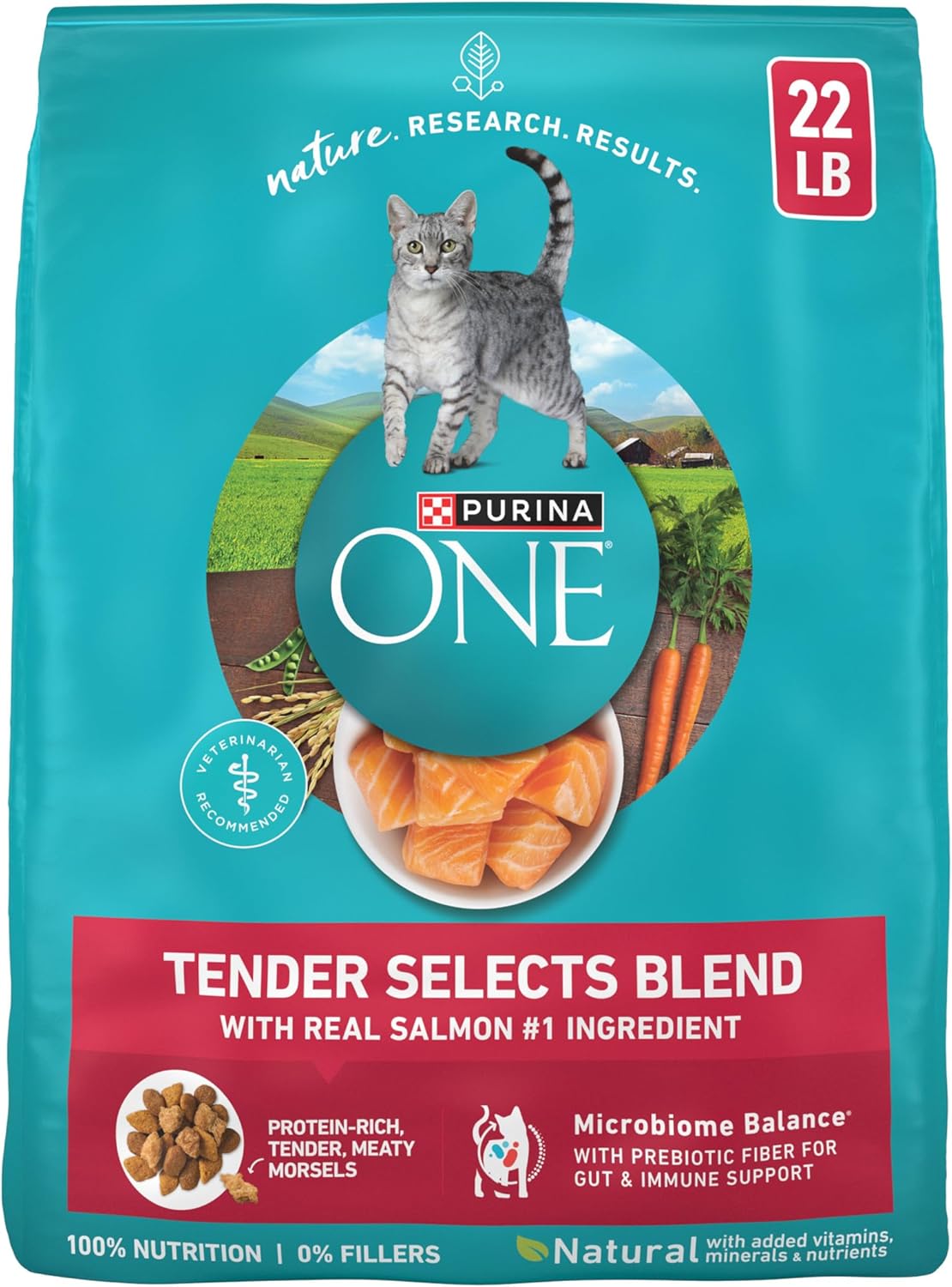 Purina ONE Natural Dry Cat Food, Tender Selects Blend with Real Salmon - 22 lb. Bag