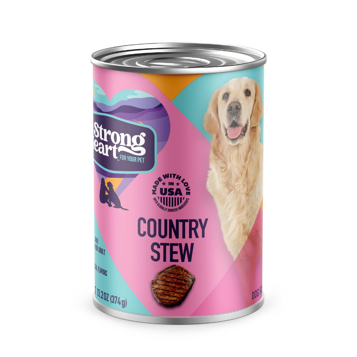 A Strong Heart Chopped Dog Food, Real Beef Dinner, 13.2oz Cans, 12pk