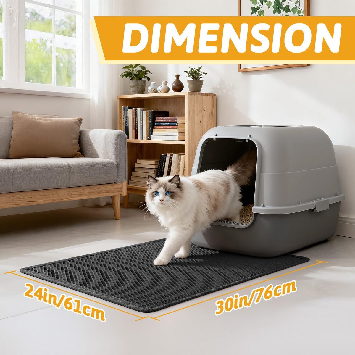 Pieviev Litter Mat, Double-Layer Waterproof Trapping Mat, 24" x 15" Black