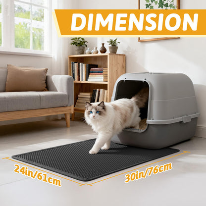 Pieviev Litter Mat, Double-Layer Waterproof Trapping Mat, 24" x 15" Black