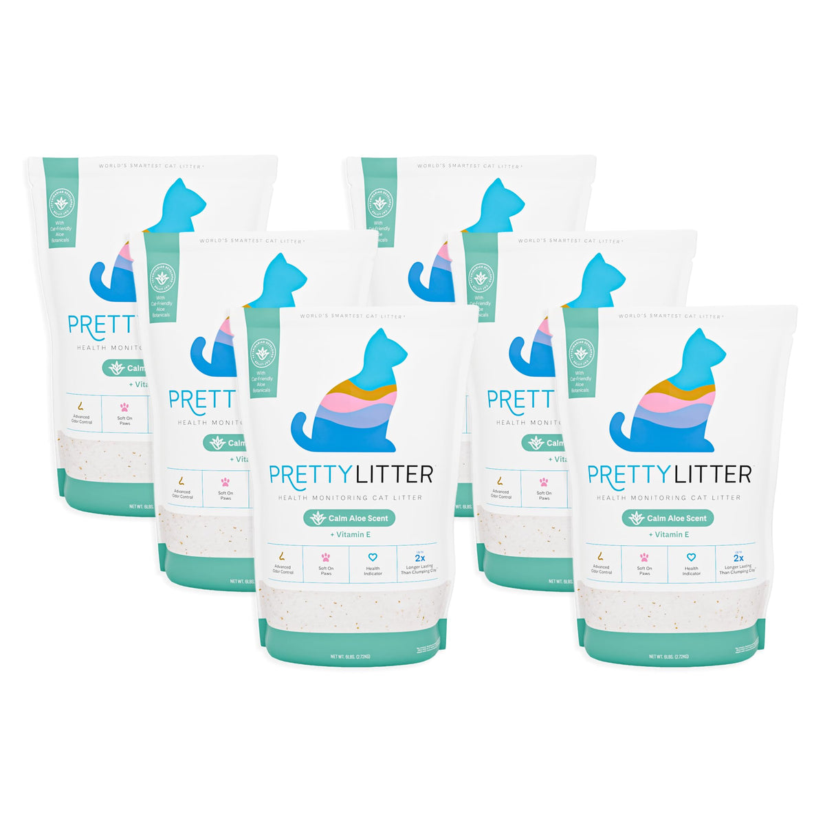 PrettyLitter Health Monitoring Cat Litter, Unscented, 4-Pack, 6 lb. Bags